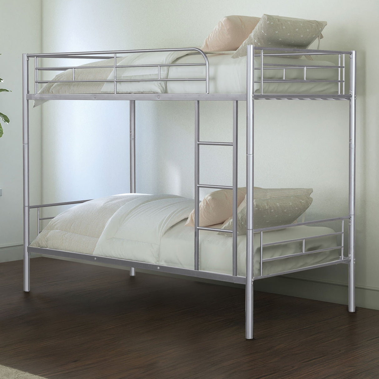 Plutus Silver Twin/Twin Metal Bunkbed from Furniture of America - Luna Furniture