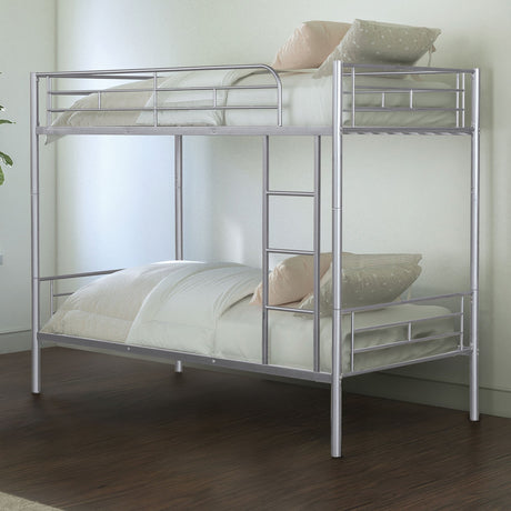 Plutus Silver Twin/Twin Metal Bunkbed from Furniture of America - Luna Furniture