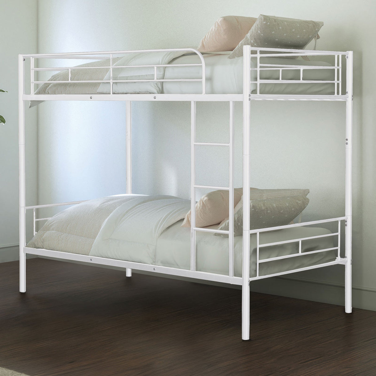 Plutus White Twin/Twin Metal Bunkbed from Furniture of America - Luna Furniture