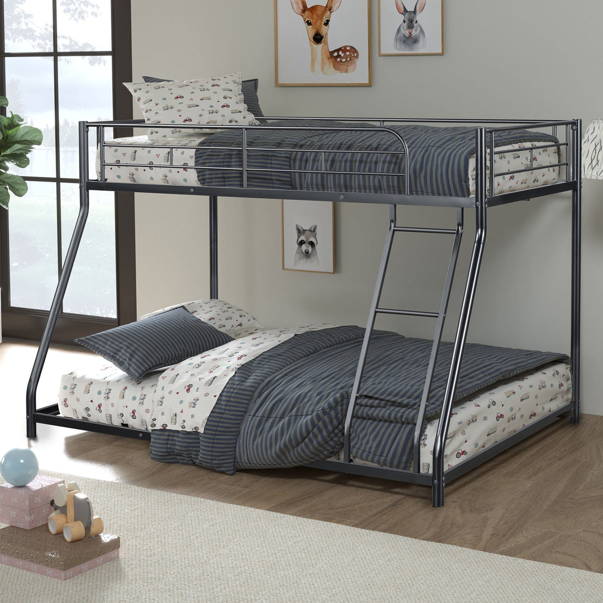 Panos Black Twin/Full Metal Bunkbed from Furniture of America - Luna Furniture