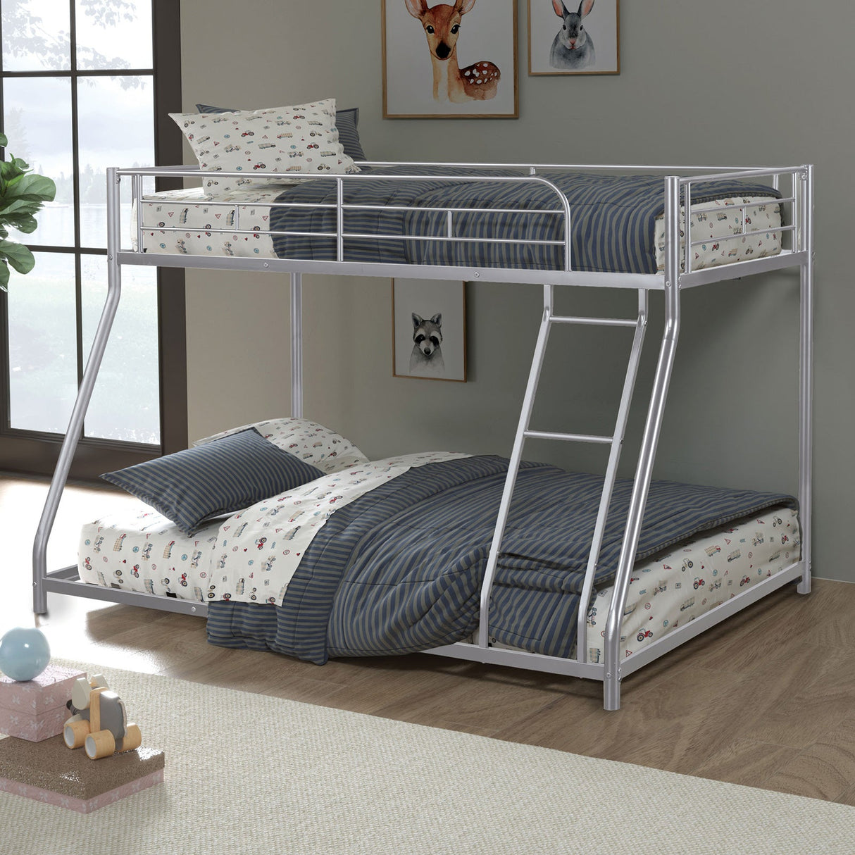 Panos Silver Twin/Full Metal Bunkbed from Furniture of America - Luna Furniture