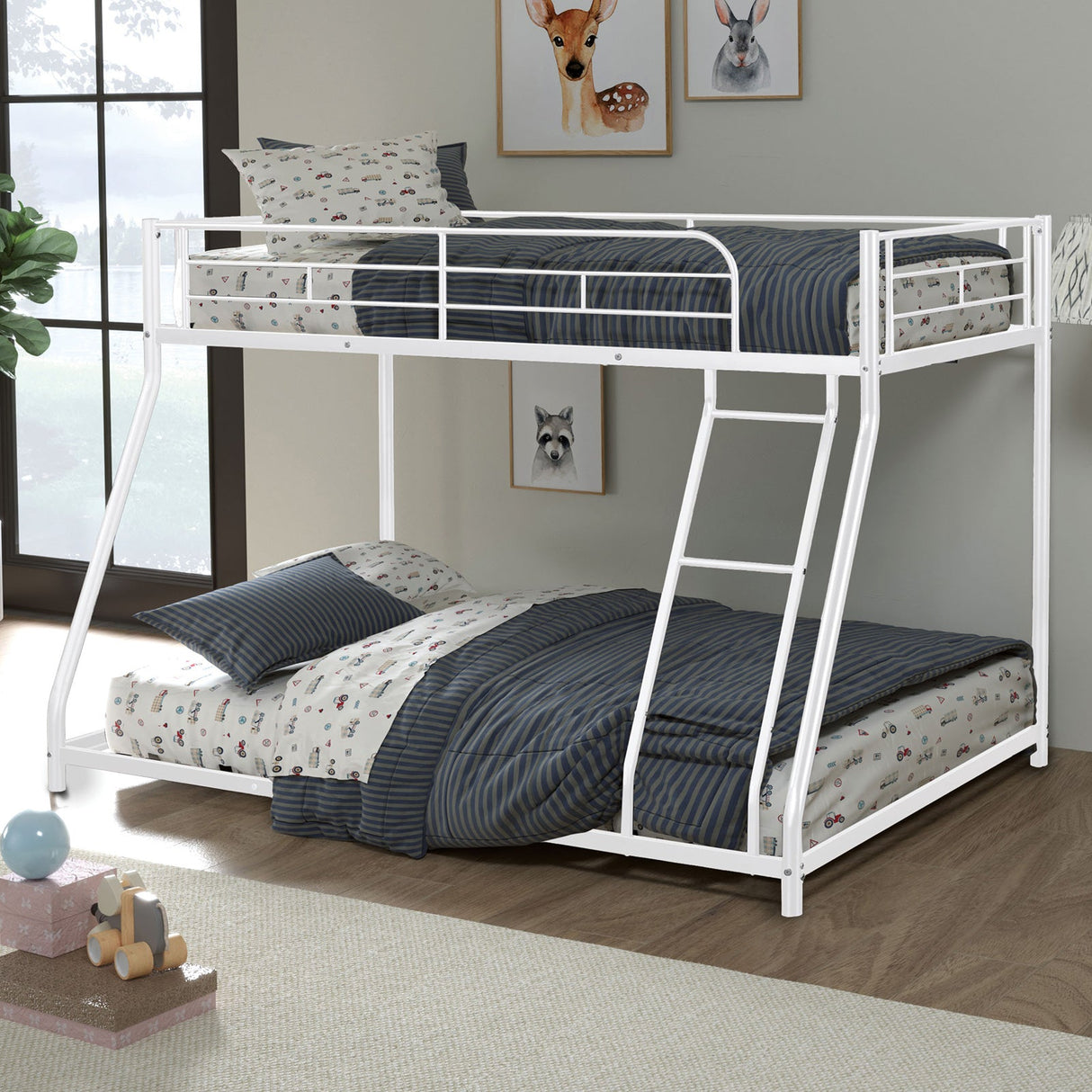 Panos White Twin/Full Metal Bunkbed from Furniture of America - Luna Furniture