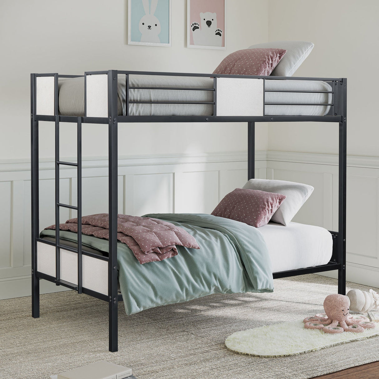 Molton Black Twin/Twin Metal Bunkbed from Furniture of America - Luna Furniture