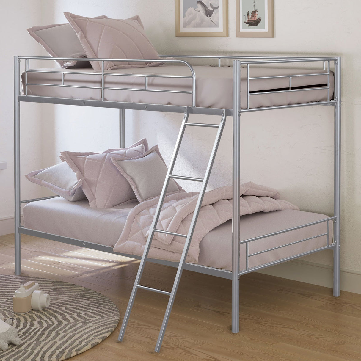 Hector Silver Twin/Twin Metal Bunkbed from Furniture of America - Luna Furniture