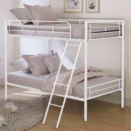 Hector White Twin/Twin Metal Bunkbed from Furniture of America - Luna Furniture