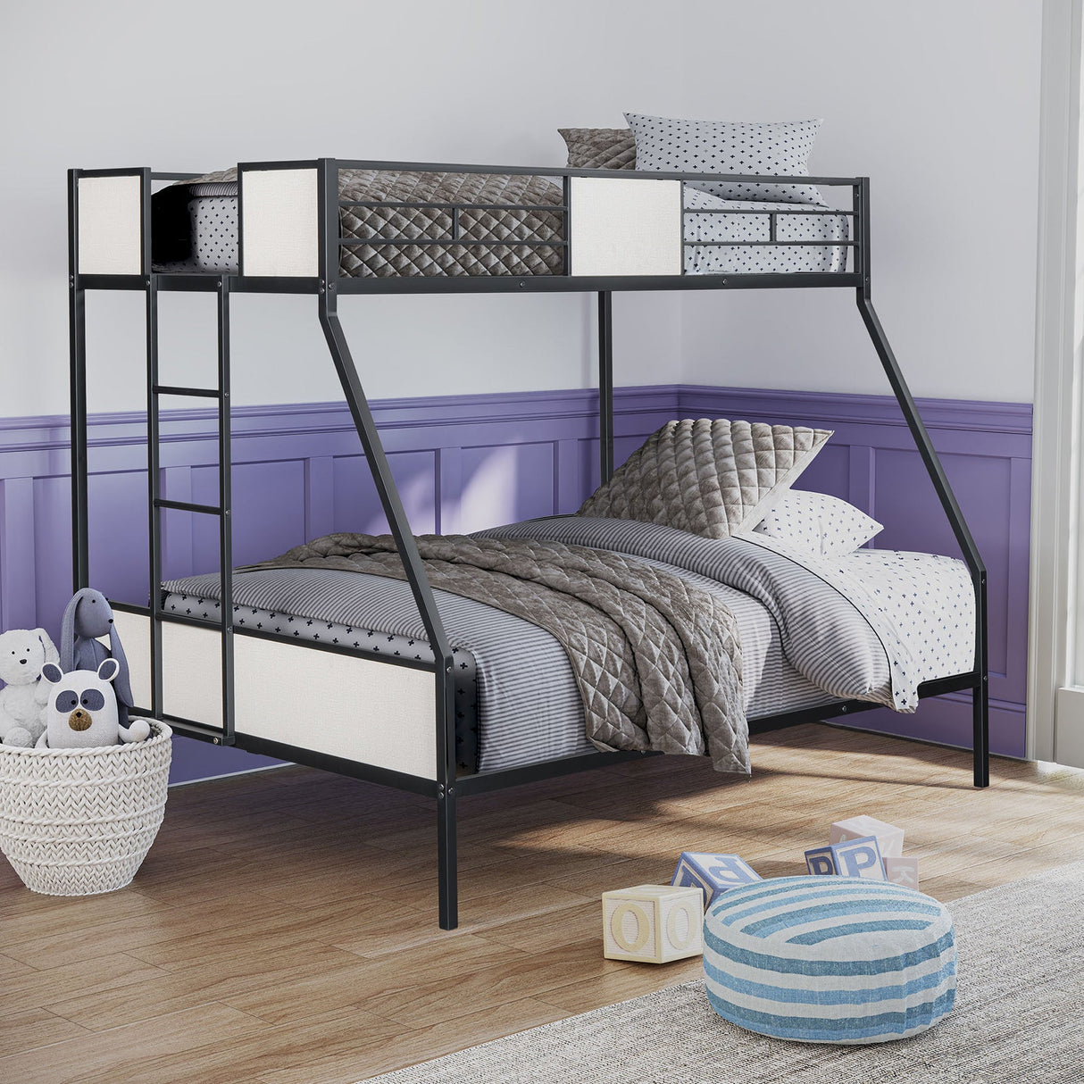 Molton Black Twin/Full Metal Bunkbed from Furniture of America - Luna Furniture