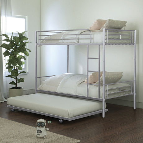 Philotus Silver Twin/Twin Bunkbed + Trundle from Furniture of America - Luna Furniture