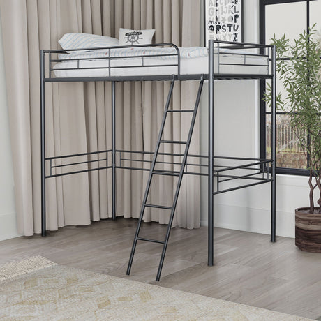 Myles Black Twin Loft Bed from Furniture of America - Luna Furniture