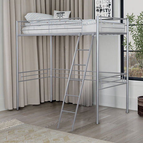 Myles Silver Twin Loft Bed from Furniture of America - Luna Furniture