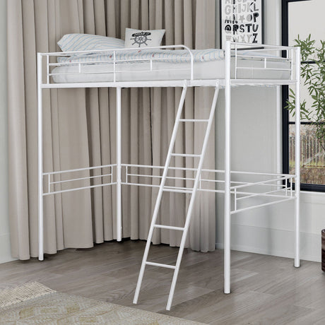 Myles White Twin Loft Bed from Furniture of America - Luna Furniture