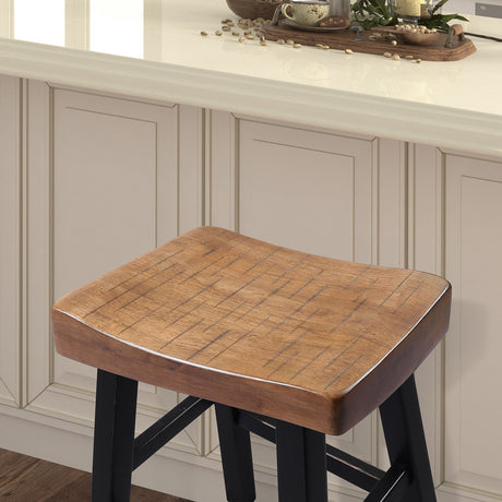 Biasca Oak/Black 24" Stool from Furniture of America - Luna Furniture