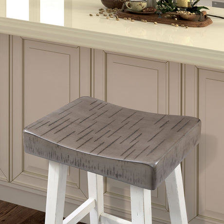 Biasca Gray/White 24" Stool from Furniture of America - Luna Furniture