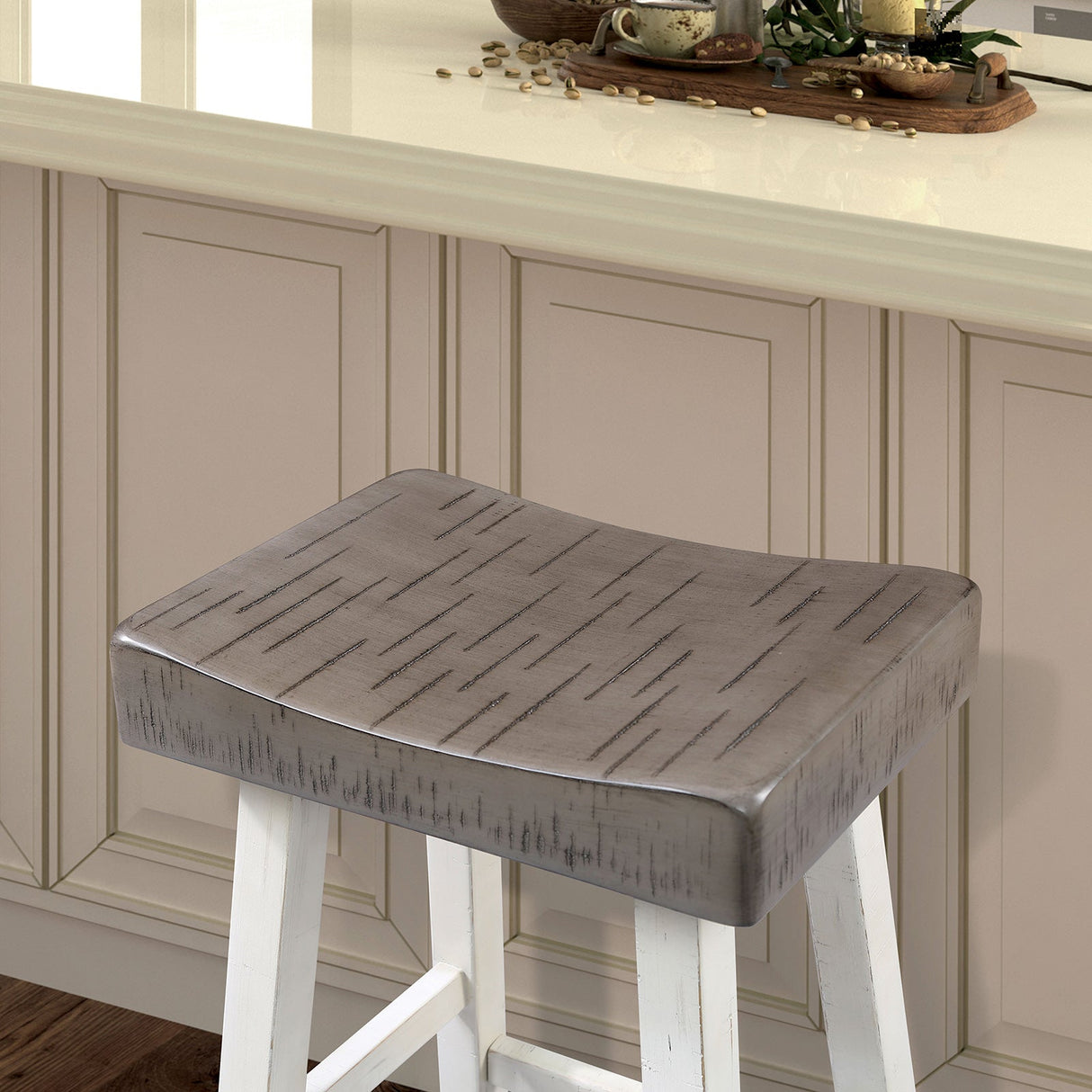 Biasca Gray/White 29" Stool from Furniture of America - Luna Furniture