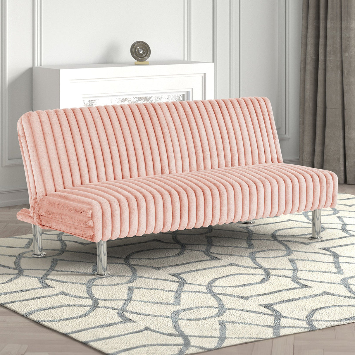 Hinwil Pink Futon Sofa Bed from Furniture of America - Luna Furniture