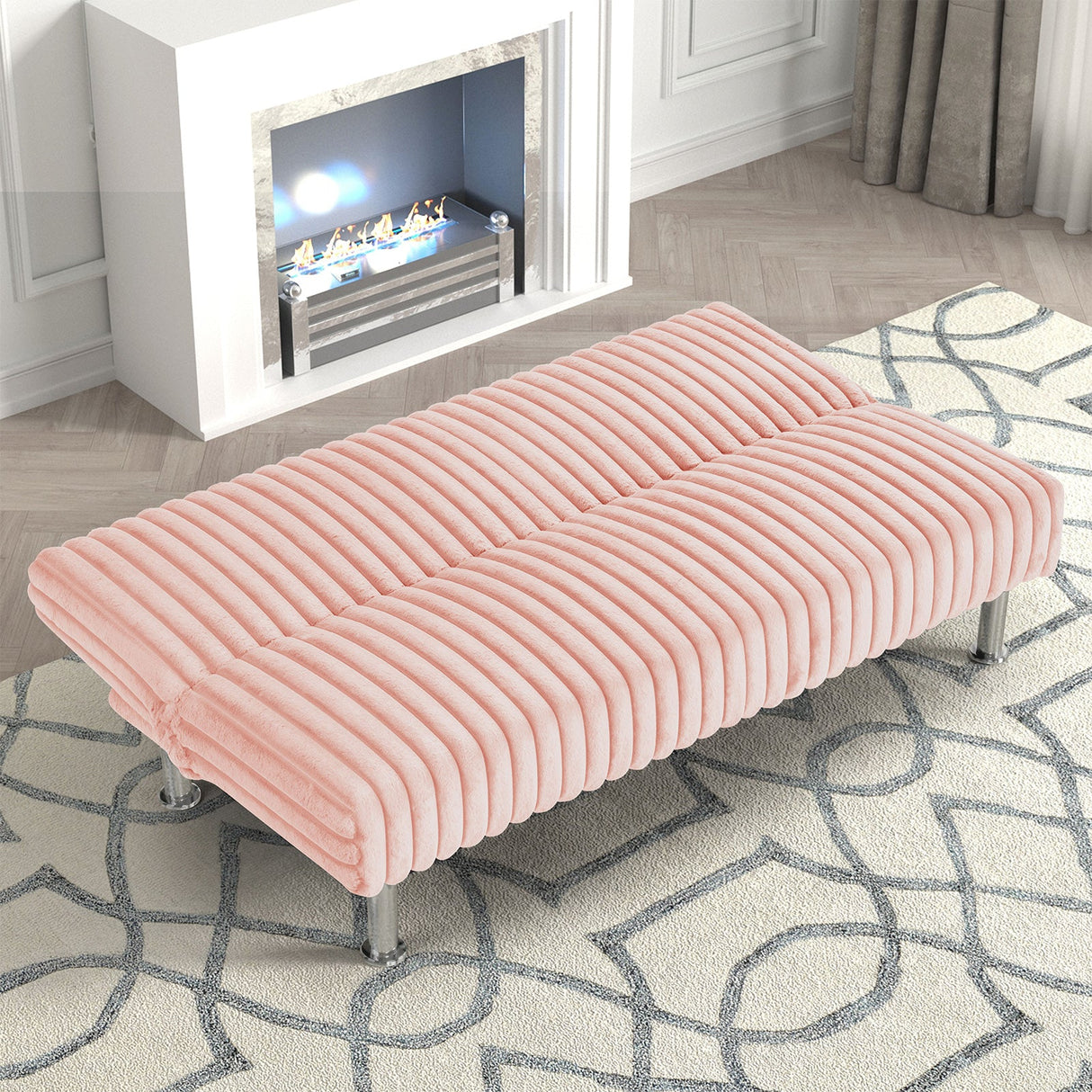 Hinwil Pink Futon Sofa Bed from Furniture of America - Luna Furniture