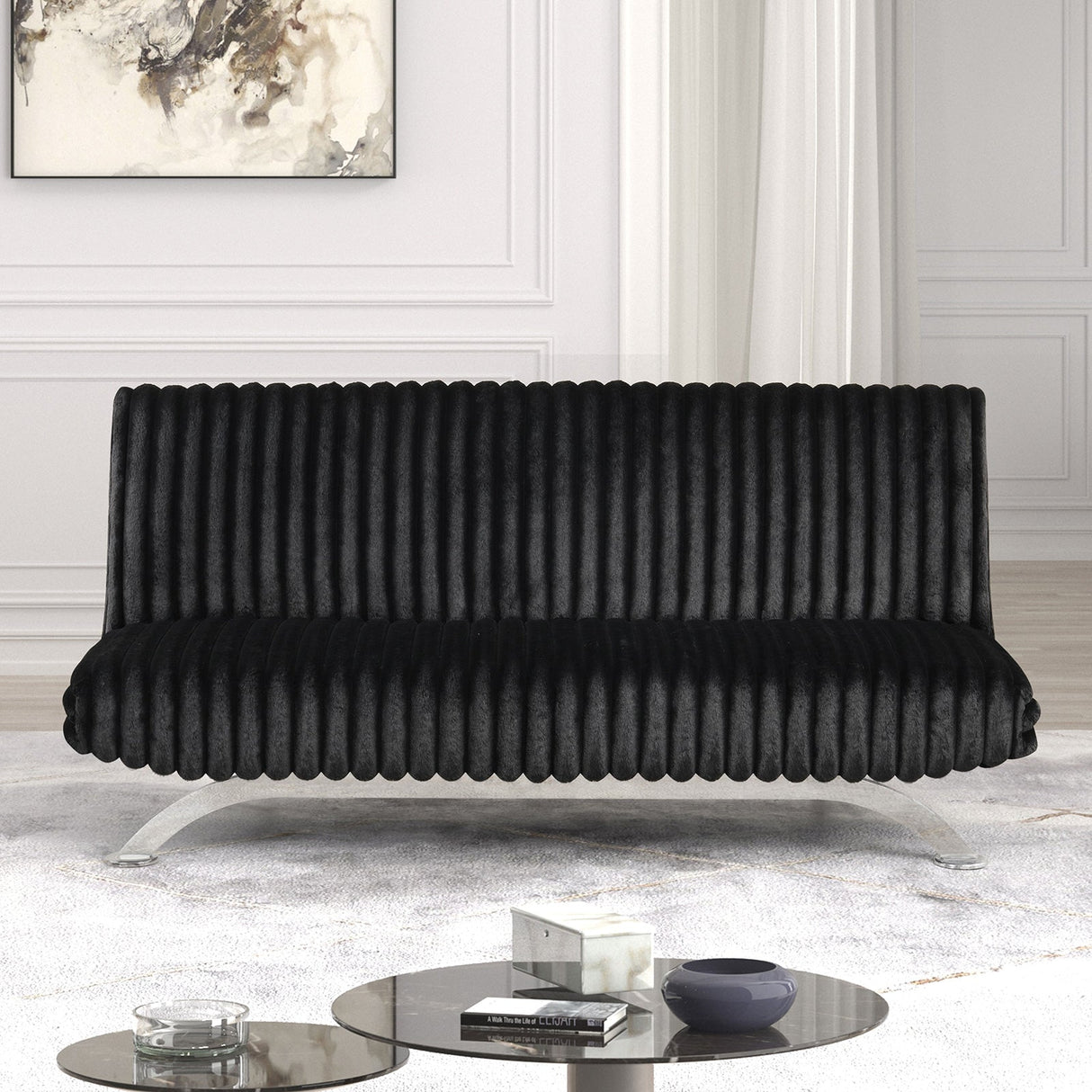 Villeneuve Black Futon Sofa Bed from Furniture of America - Luna Furniture