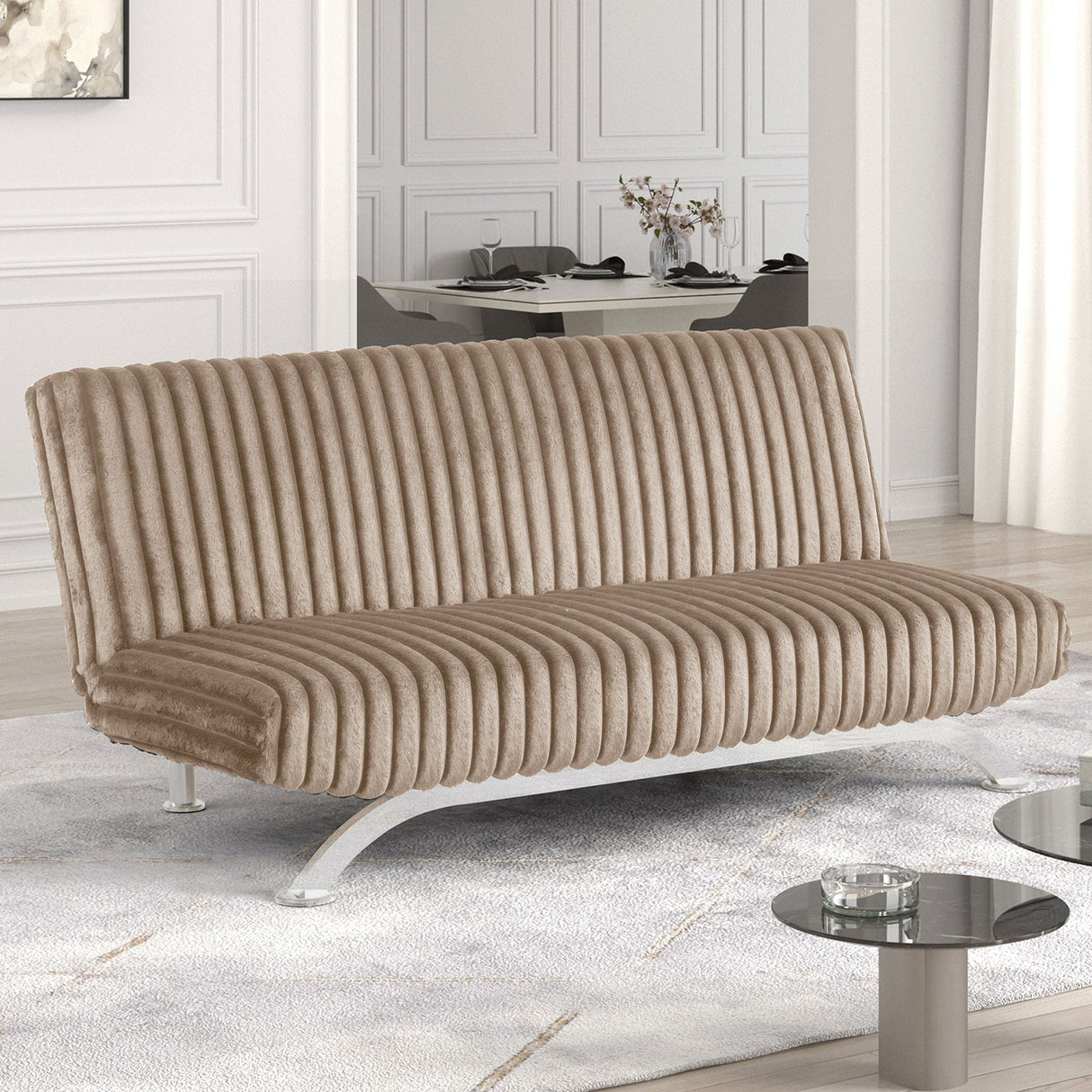 Villeneuve Taupe Futon Sofa Bed from Furniture of America - Luna Furniture