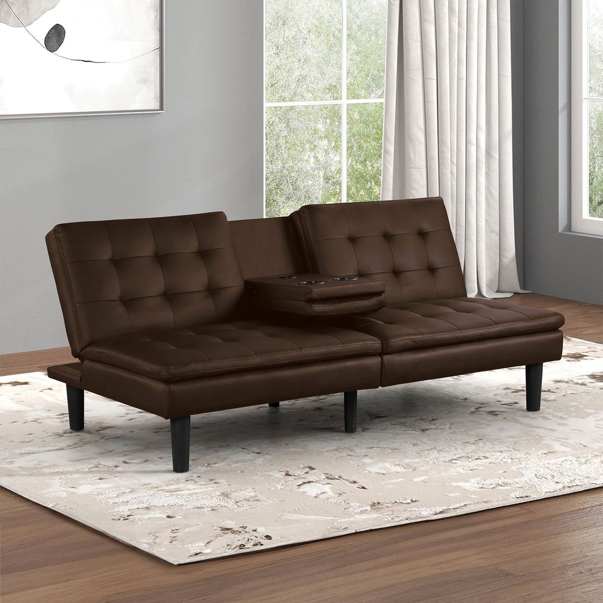 Eidsberg Brown Futon Sofa Bed from Furniture of America - Luna Furniture