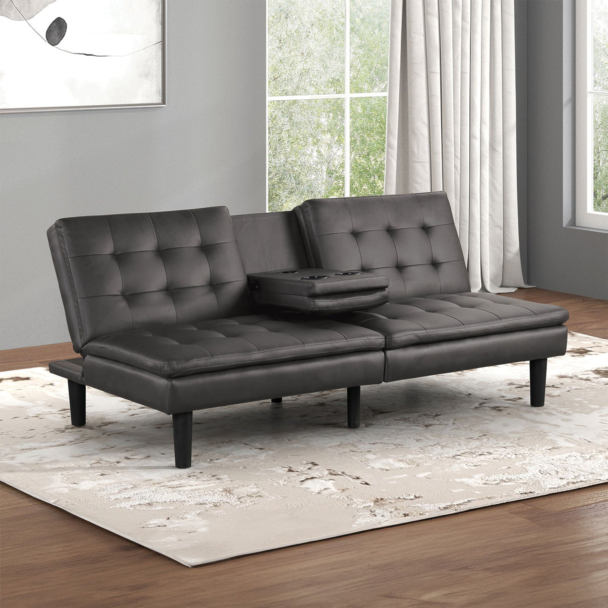 Eidsberg Gray Futon Sofa Bed from Furniture of America - Luna Furniture