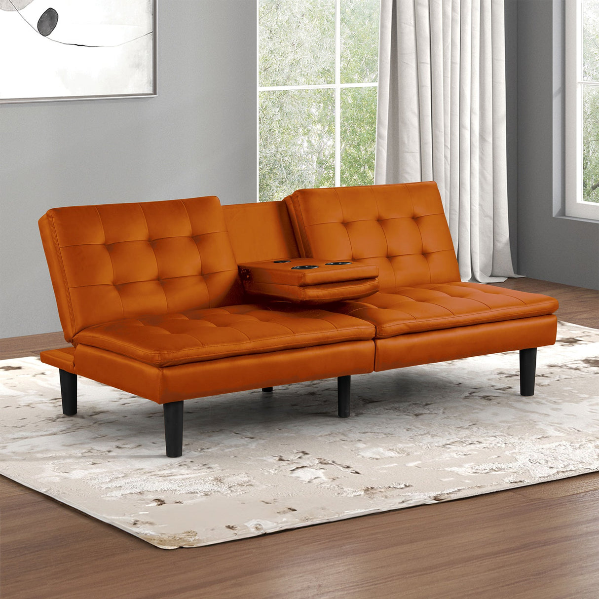 Eidsberg Orange Futon Sofa Bed from Furniture of America - Luna Furniture