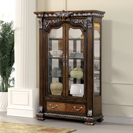 Promenade Dark Brown Curio Cabinet from Furniture of America - Luna Furniture