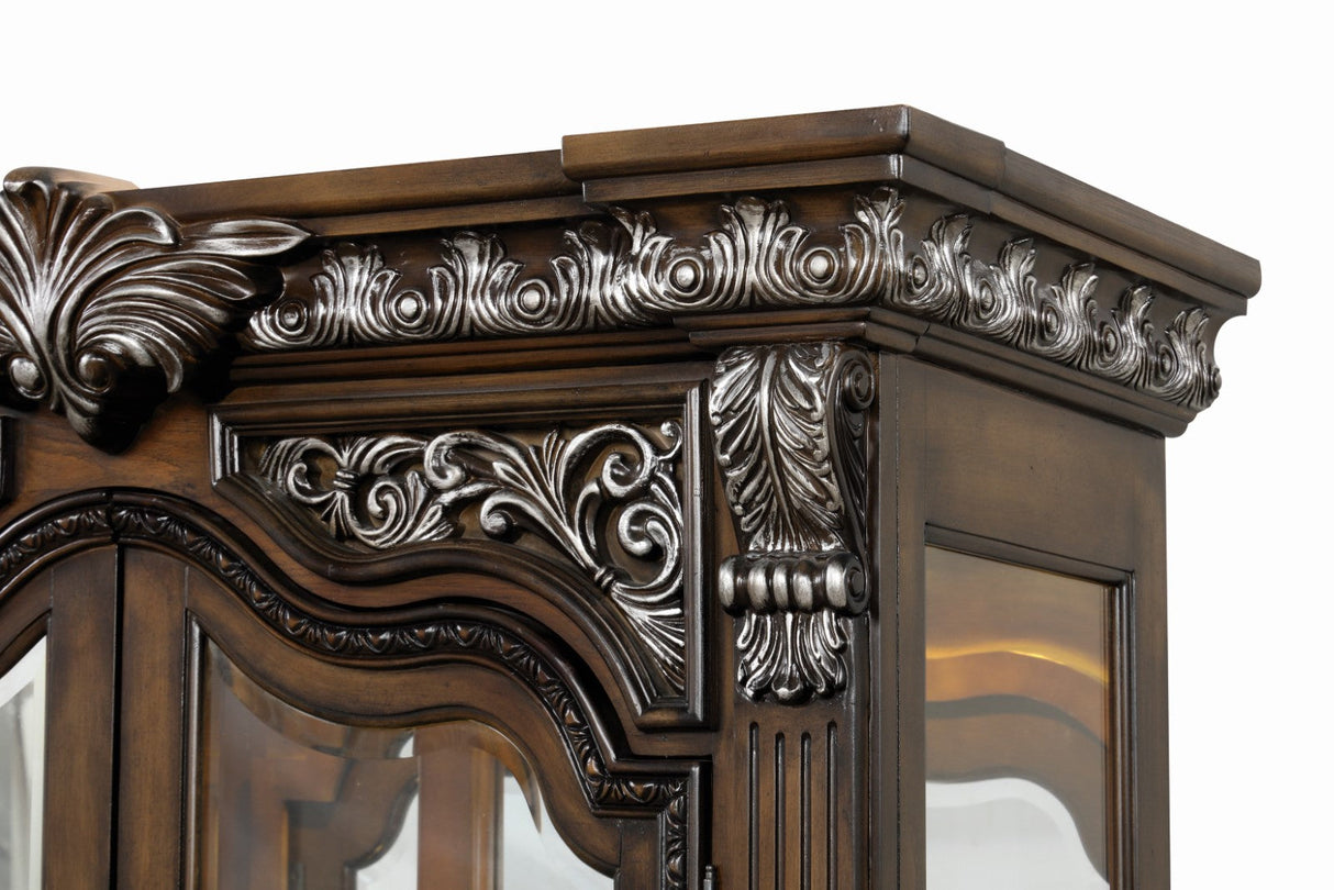 Promenade Dark Brown Curio Cabinet from Furniture of America - Luna Furniture