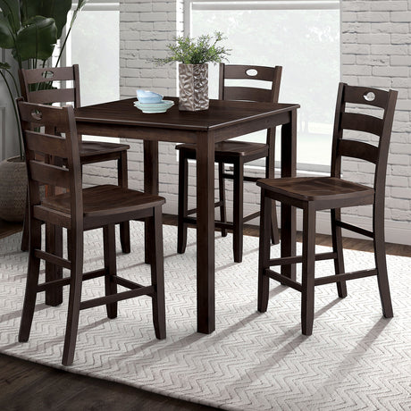 Lubbock Expresso 5 Pc. Counter Ht. Table Set from Furniture of America - Luna Furniture