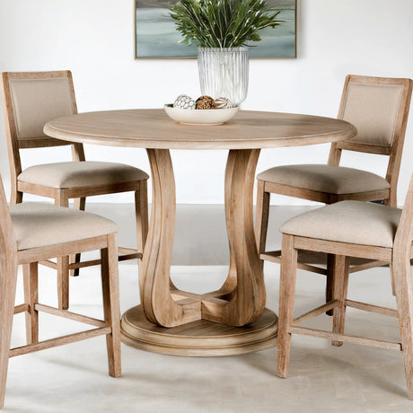 Orbetello Distressed Natural 54" Round Counter Table from Furniture of America - Luna Furniture