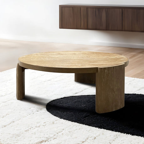 Poltimore Oak Round Cocktail Table from Furniture of America - Luna Furniture