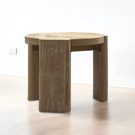 Poltimore Oak Round End Table from Furniture of America - Luna Furniture