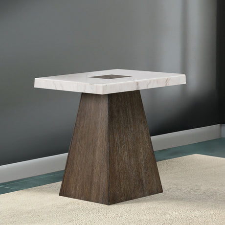 Grasten Dark Walnut/White Square End Table from Furniture of America - Luna Furniture