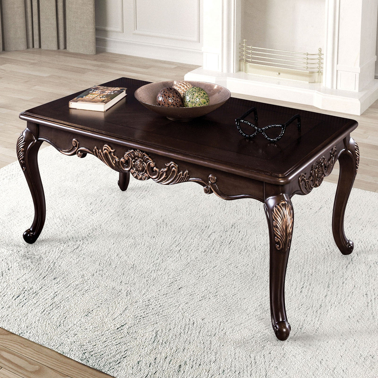 Palencia Dark Cherry Coffee Table from Furniture of America - Luna Furniture