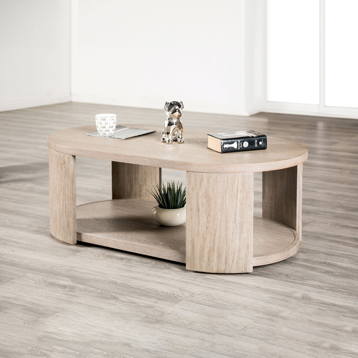 Conisbrough Oak Oval Cocktail Table from Furniture of America - Luna Furniture