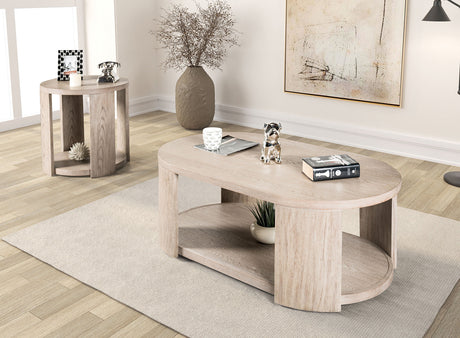 Conisbrough Oak Oval Cocktail Table from Furniture of America - Luna Furniture