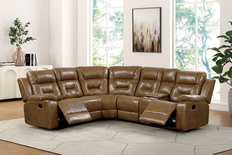 Ezekius Brown Manual Sectional from Furniture of America - Luna Furniture