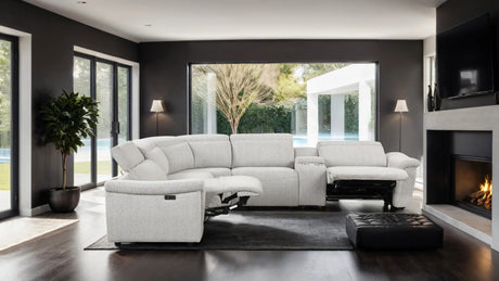 Hieronimus Light Gray Power Sectional from Furniture of America - Luna Furniture