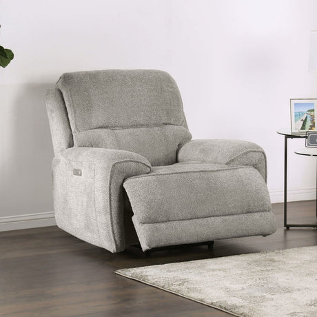 Morcote Light Gray Power Recliner from Furniture of America - Luna Furniture