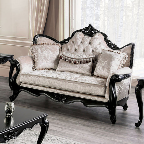 Acapulco Black/Off-White Loveseat from Furniture of America - Luna Furniture