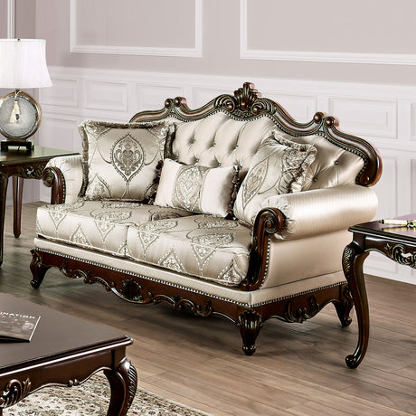 Veracruz Dark Cherry/Beige Loveseat from Furniture of America - Luna Furniture