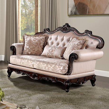 Veracruz Dark Cherry/Light Brown Loveseat from Furniture of America - Luna Furniture