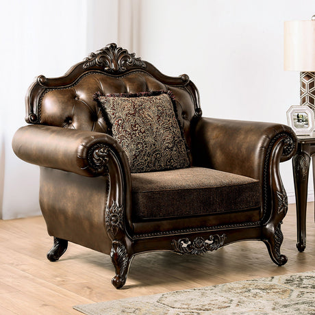 Ensenada Dark Cherry/Brown Chair from Furniture of America - Luna Furniture