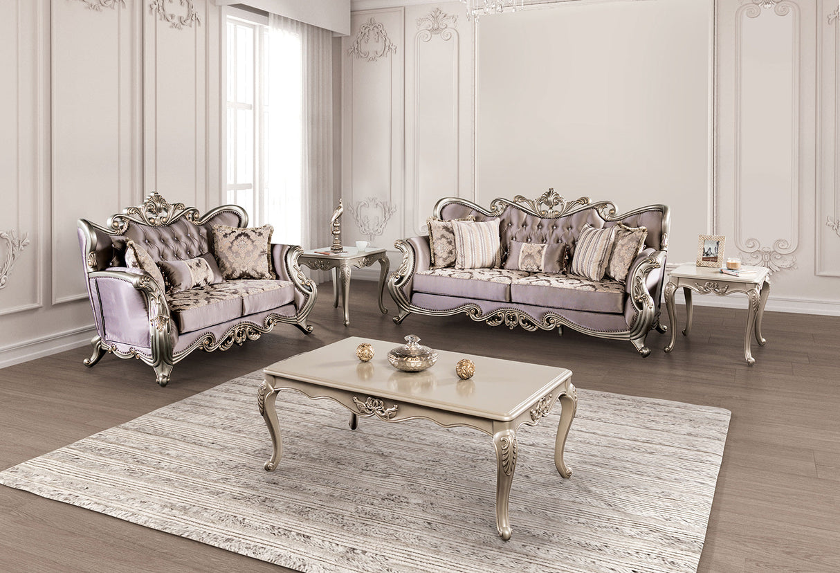 Albacete Champagne/Purple Loveseat from Furniture of America - Luna Furniture