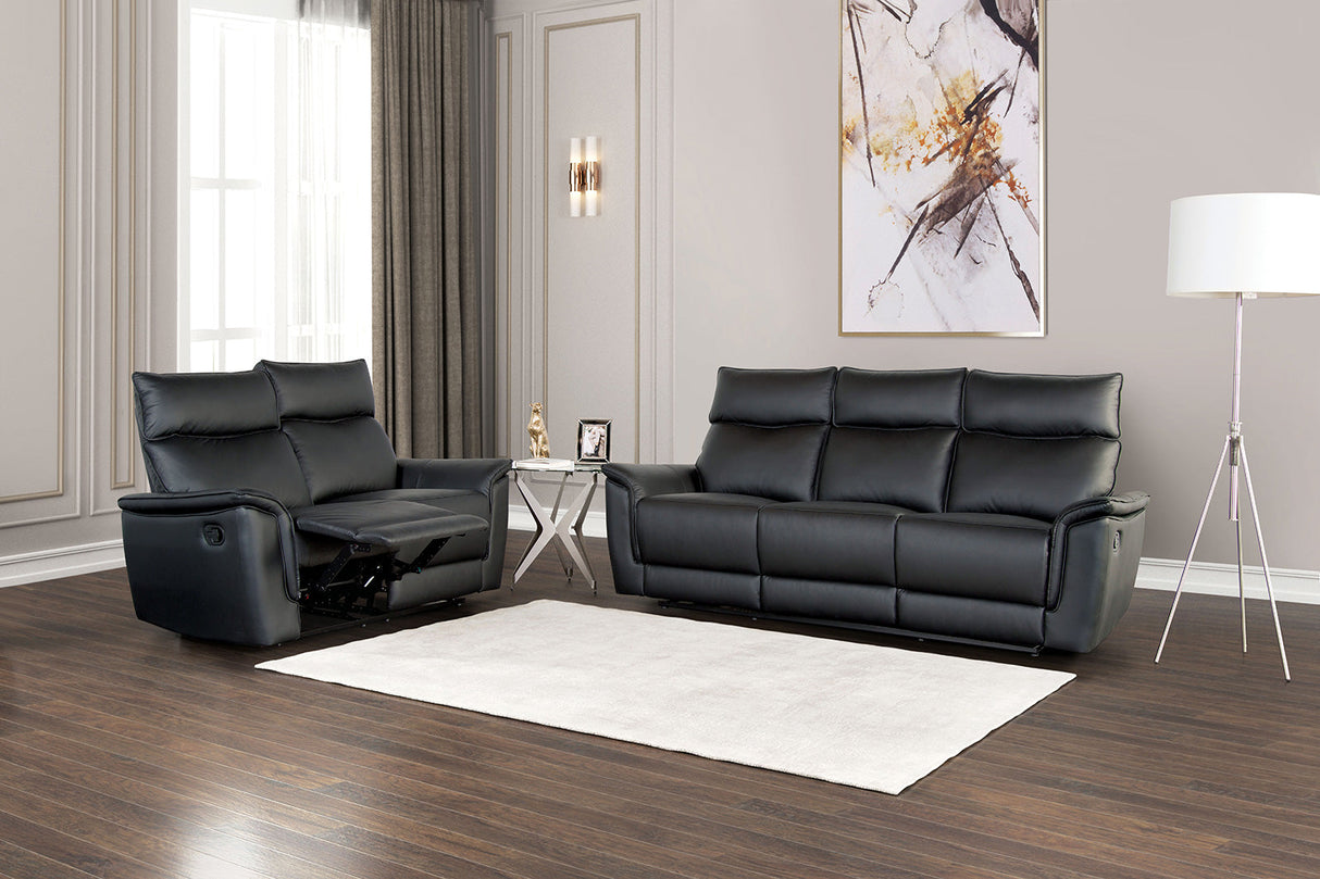 Bienne Black Sofa Manual Recliner from Furniture of America - Luna Furniture