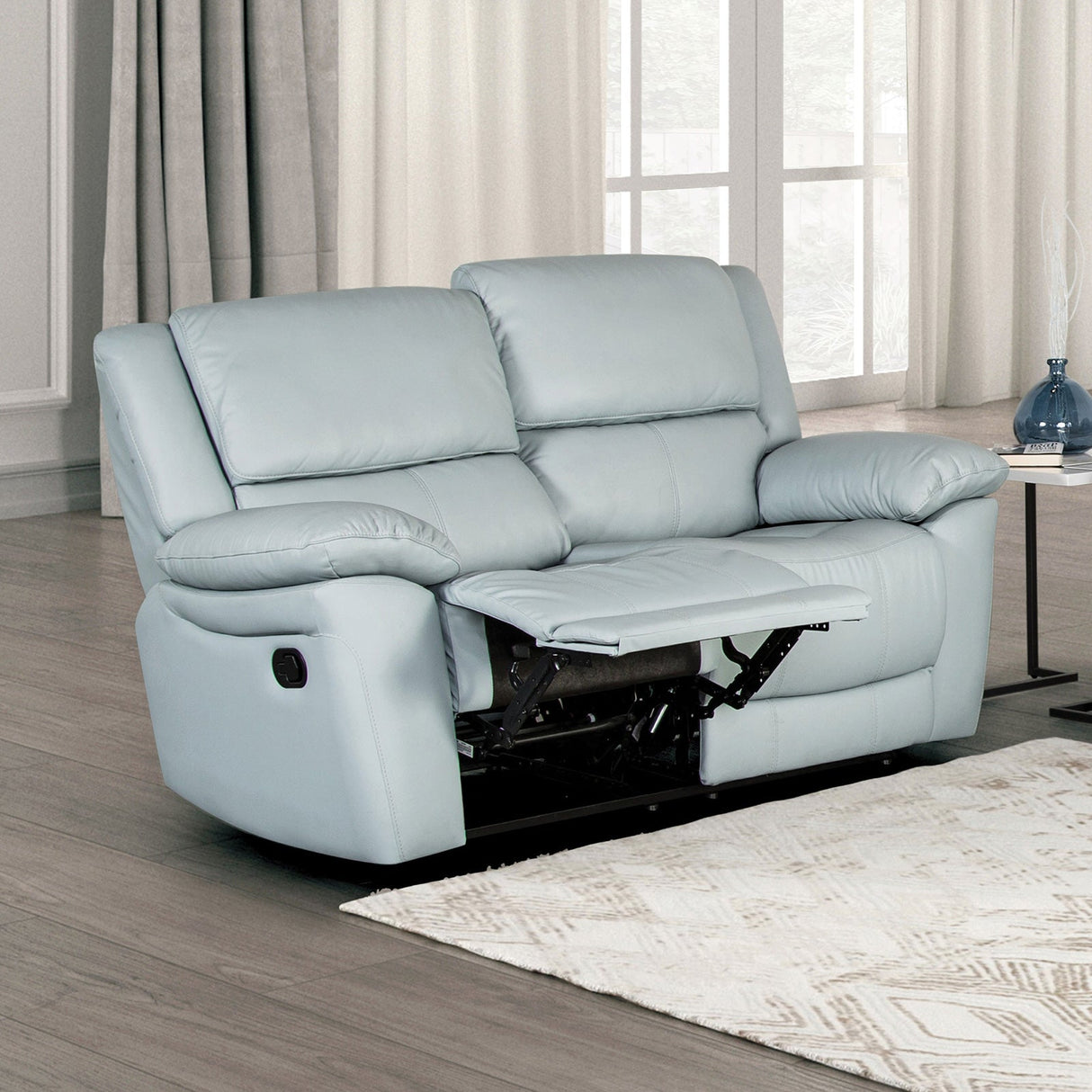 Glarus Powder Blue Loveseat Manual Recliner from Furniture of America - Luna Furniture