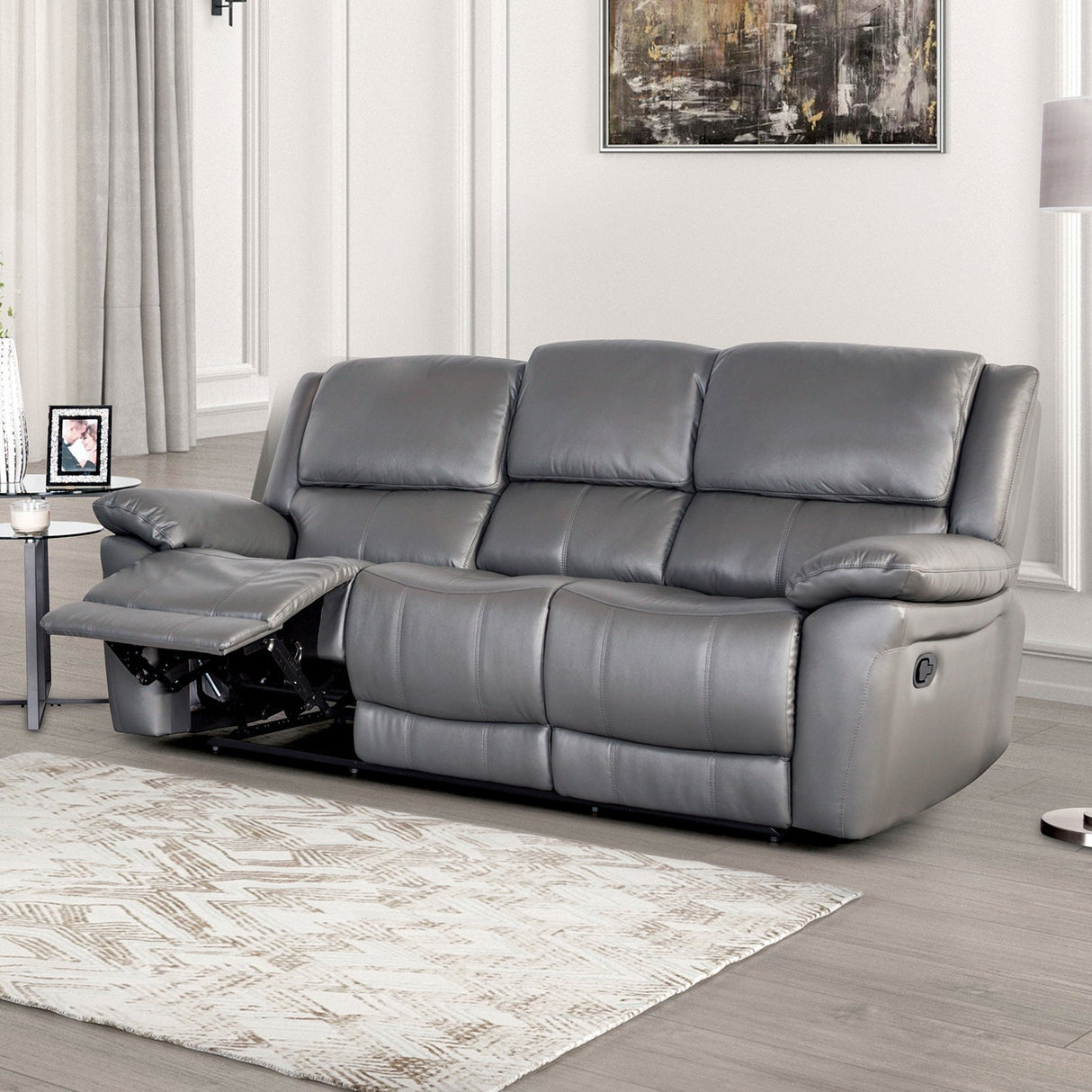 Glarus Dark Gray Sofa Manual Recliner from Furniture of America - Luna Furniture