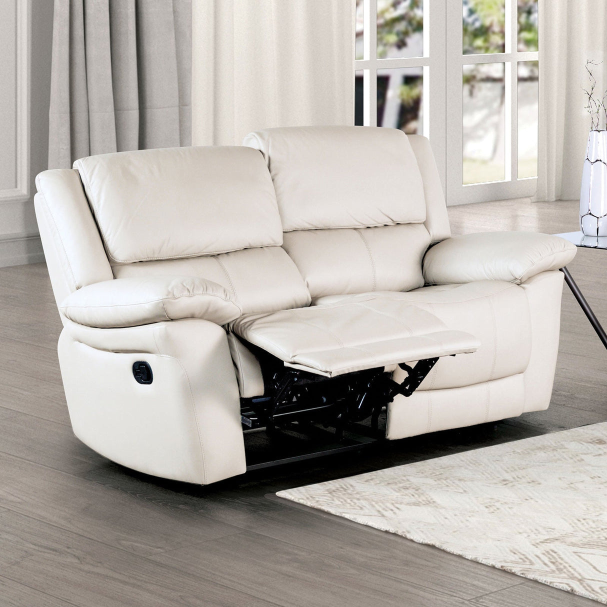 Glarus White Loveseat Manual Recliner from Furniture of America - Luna Furniture