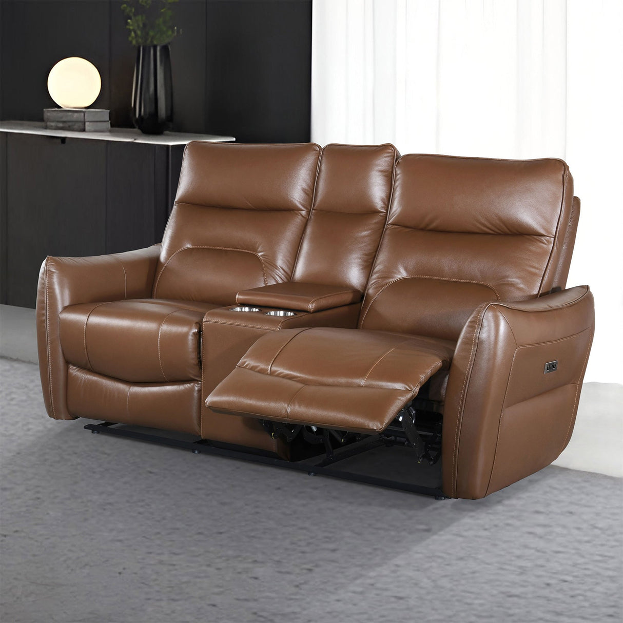 Terentius Caramel Brown Power Loveseat from Furniture of America - Luna Furniture