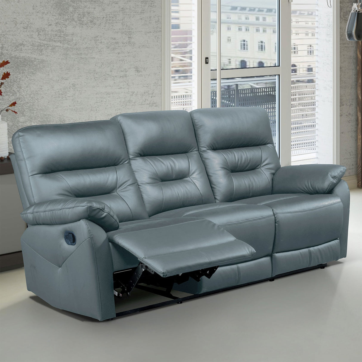 Micaelis Slate Blue Manual Recline Sofa from Furniture of America - Luna Furniture