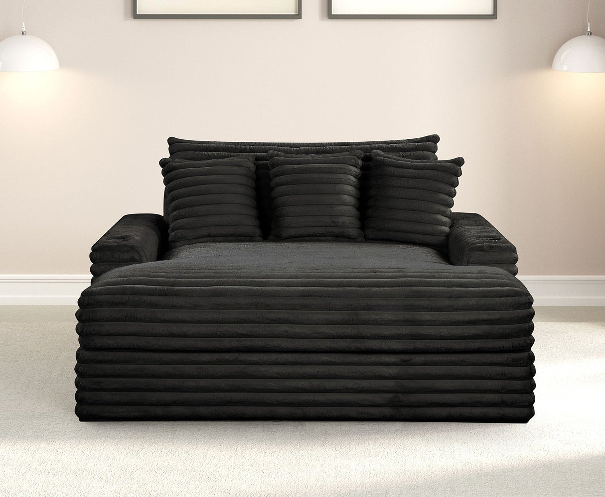 Veyrier Black 2 Arm Chaise from Furniture of America - Luna Furniture