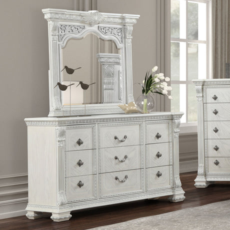 Promenade Wire Brushed White Dresser w/Jewelry Box from Furniture of America - Luna Furniture